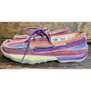 Twisted X Serape Purple Multi Canvas Driving Shoe Size 8